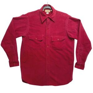 Vintage LL Bean Chamois Shirt Mens 15 Reg  Red Long Sleeve Button Up Made In USA